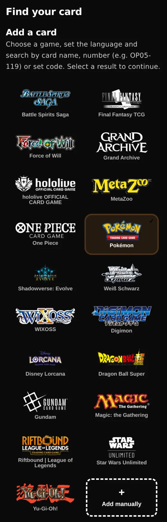 Choose the game — Phone